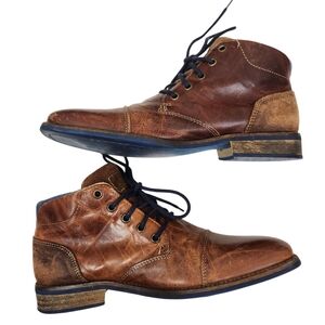 Steve Madden Mens Handcrafted Yourk Leather Lace Up Limited Edition Boots US 7
